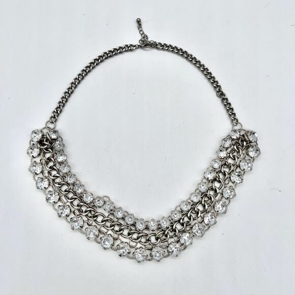 Crystals & Silver-tone Chain Statement Necklace - Picture 3 of 5